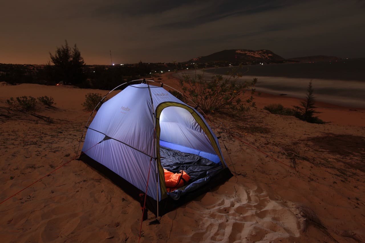 Living in a tent by the sea